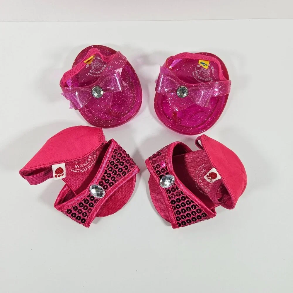 Build A Bear Pink Sandals‎ Shoes 2 Pair & Bag Sequined Sandals Purse Pink Shoes
